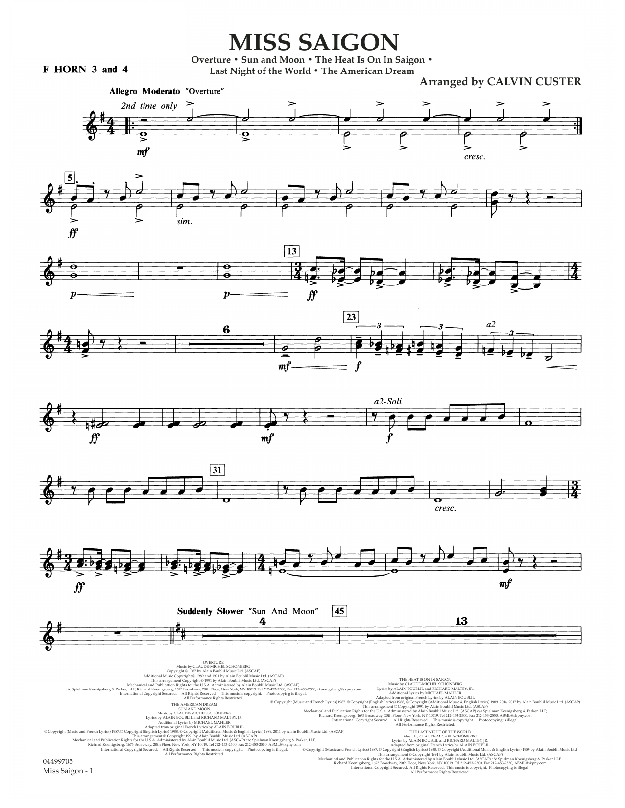 Produktbild zu: Miss Saigon (arr. Calvin Custer) - F Horn 3 & 4