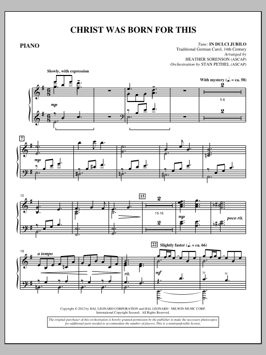 Produktbild zu: Christ Was Born For This - Piano