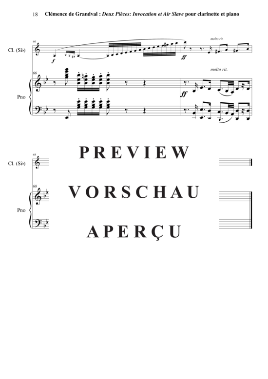 Product gallery: Page 19 of 21 Deux Pièces : Invocation et Air Slave , , (clarinet in Bb + piano)