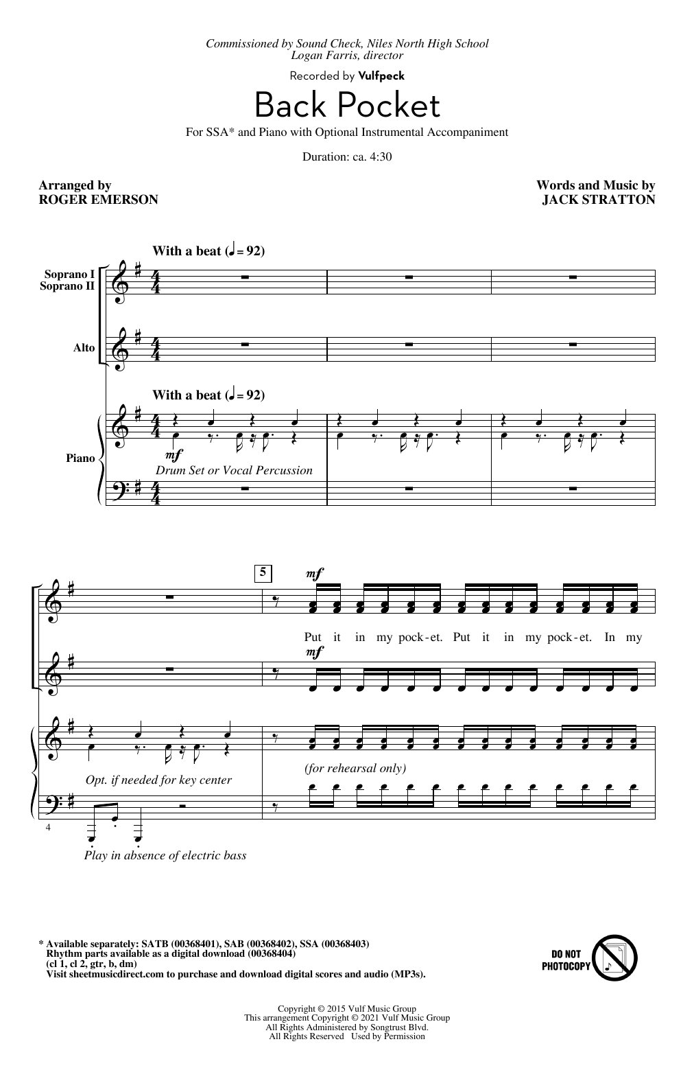 Product gallery: Page 1 of 1 Back Pocket (arr. Roger Emerson), Vulfpeck
