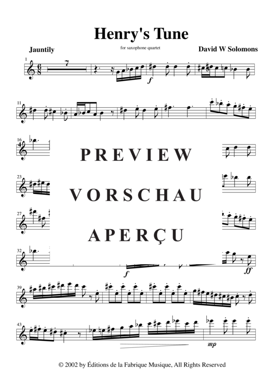 Product gallery: Page 11 of 21 Henry´s Tune , , (Saxophone Quartet)