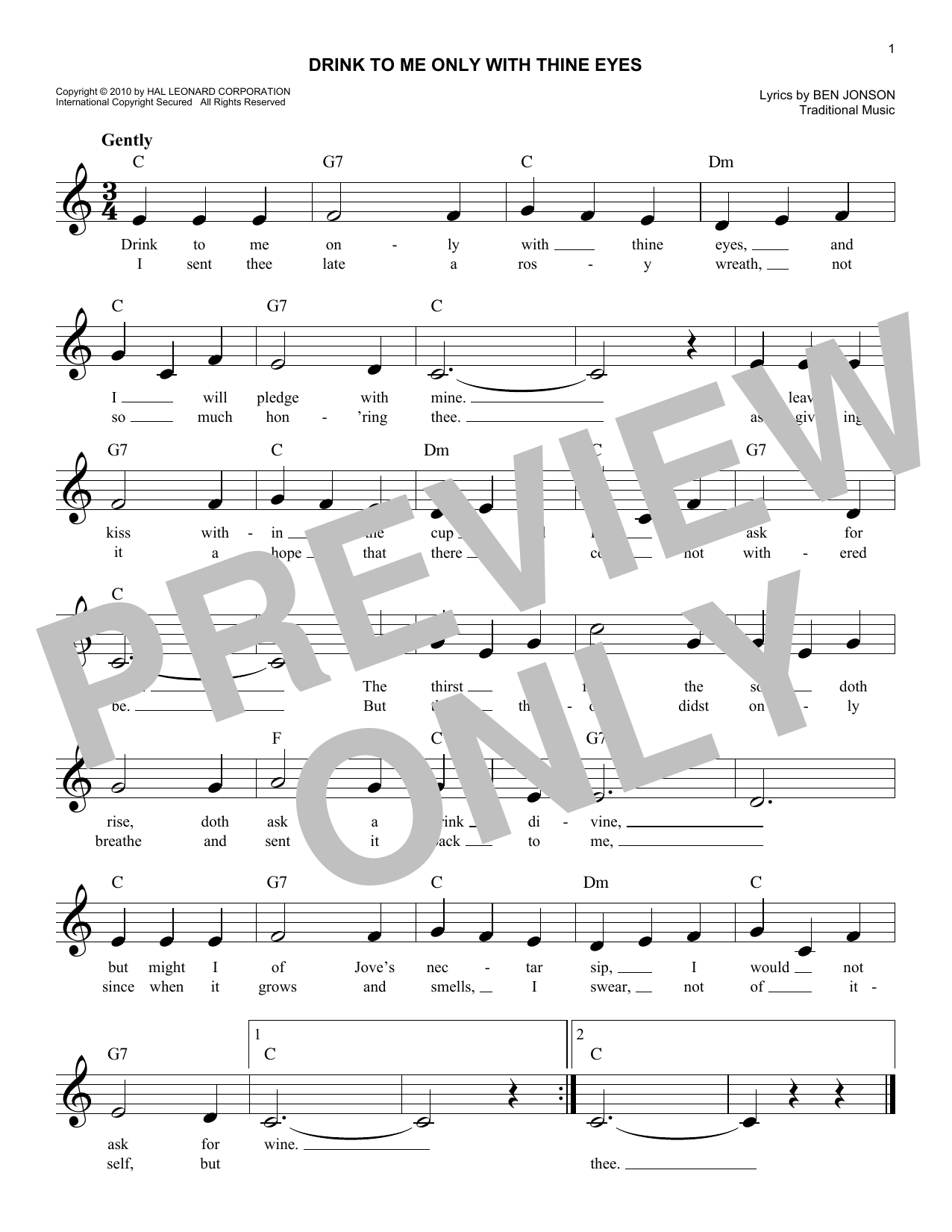 Produktgalerie: Seite 1 von 1 Drink To Me Only With Thine Eyes, Traditional Music