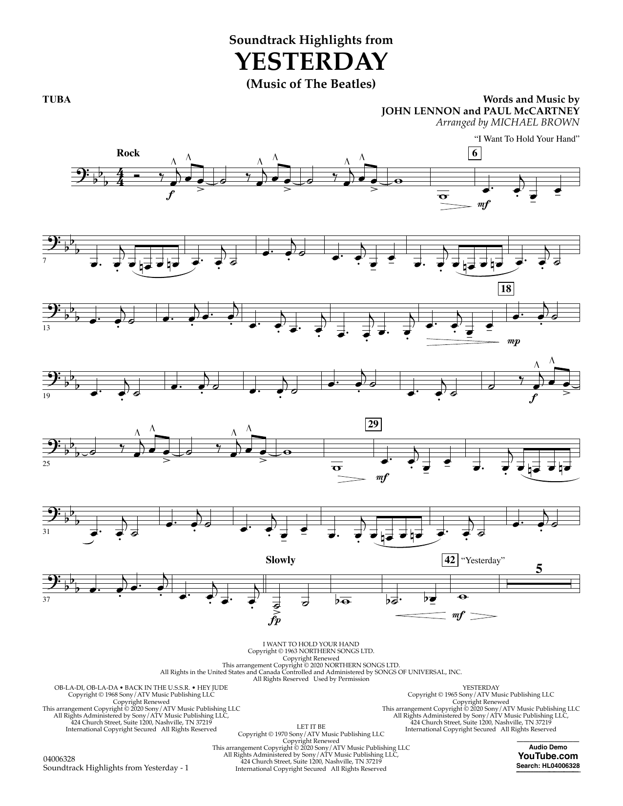 Produktgalerie: Seite 1 von 1 Highlights from Yesterday (Music Of The Beatles) (arr. Michael Brown) - Tuba, The Beatles, Ensemble
