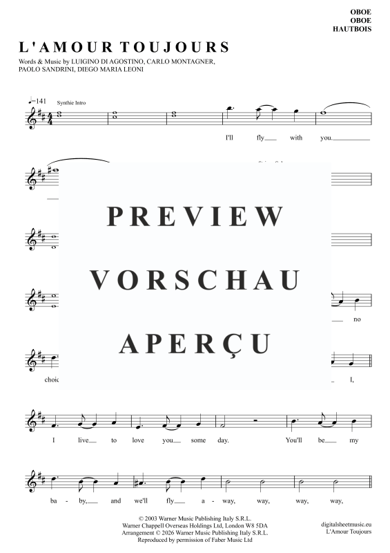Produktgalerie: Seite 2 von 6 L'Amour Toujours, Gigi D'Agostino, Oboe