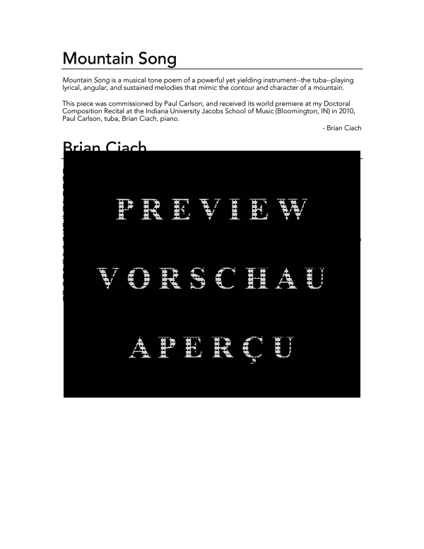 Product gallery: Page 4 of 11 Mountain Song, , (tuba and piano)