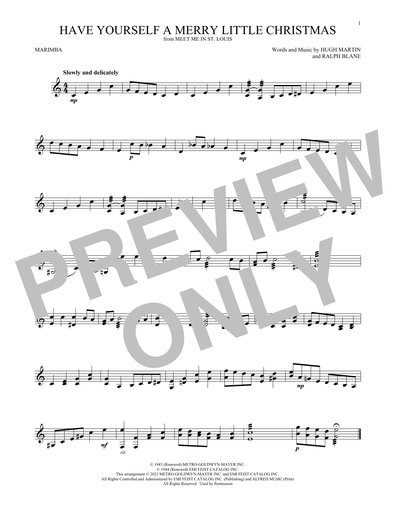 Produktgalerie: Seite 1 von 1 Have Yourself A Merry Little Christmas, Hugh Martin and Ralph Blane, Marimba