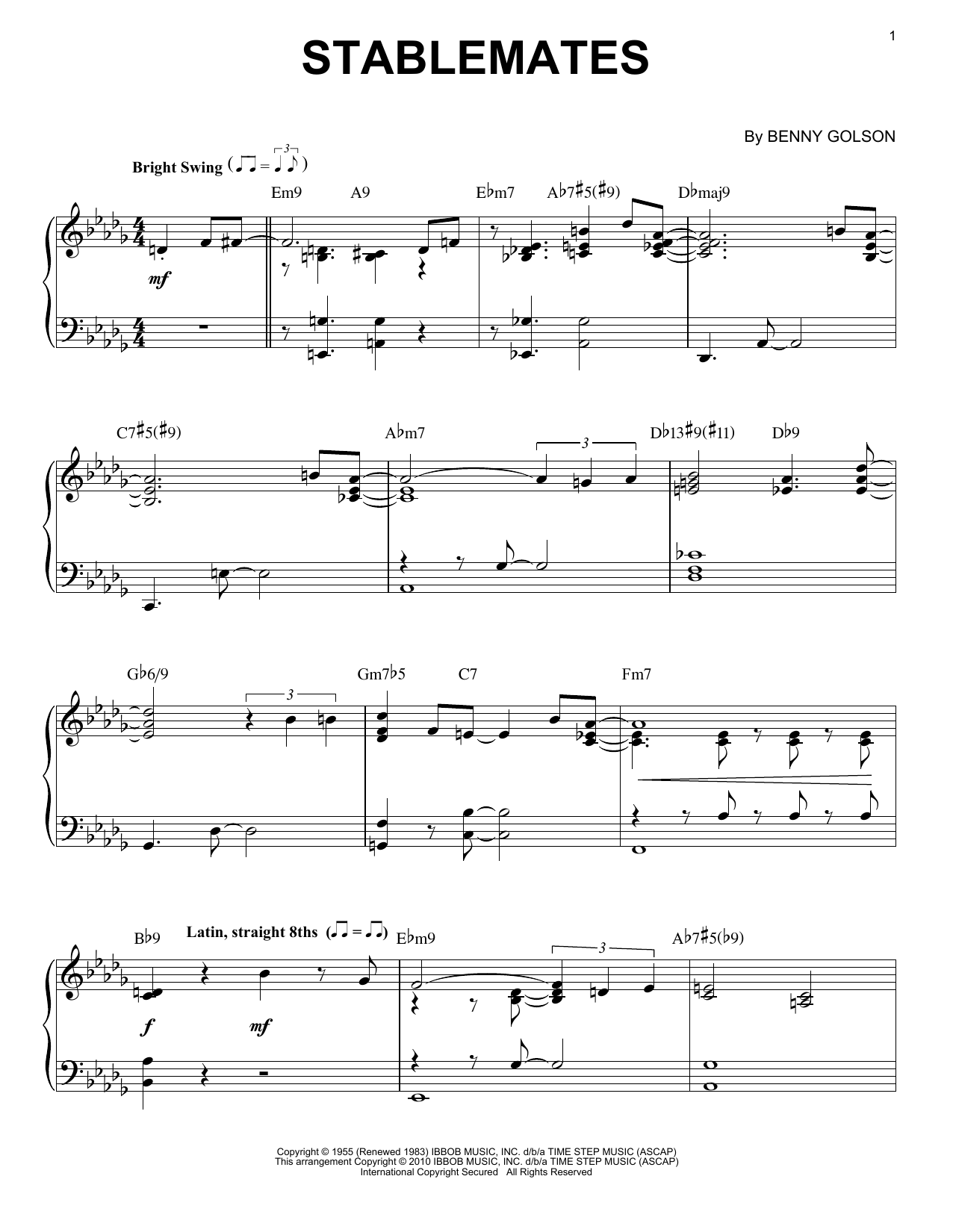 Product gallery: Page 1 of 1 Stablemates (arr. Brent Edstrom), Benny Golson