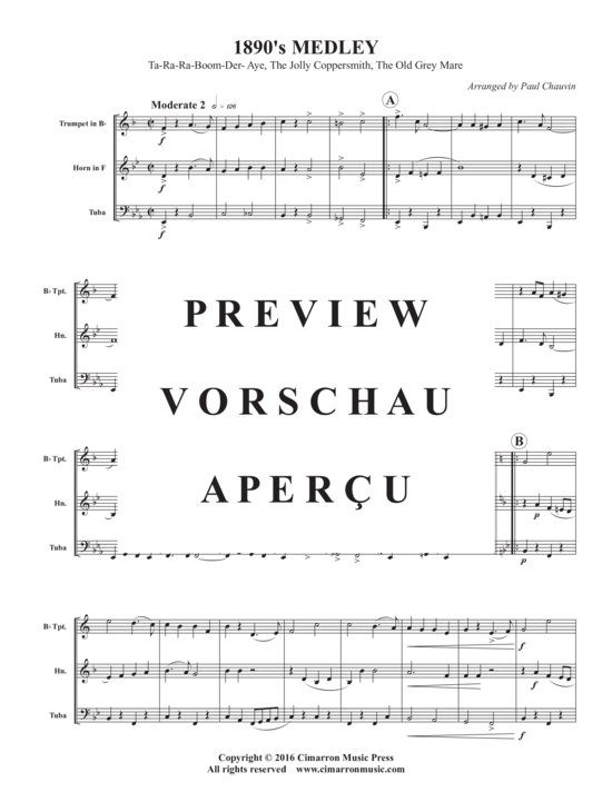 Produktgalerie: Seite 3 von 12 1890´s Medley , , (Blechbläser Trio für Trompete in B, Horn in F oder Posaune + Tuba)