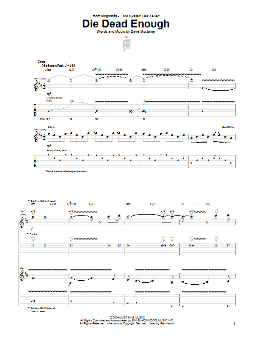 Produktgalerie: Seite 1 von 1 Die Dead Enough, Megadeth, Gitarre