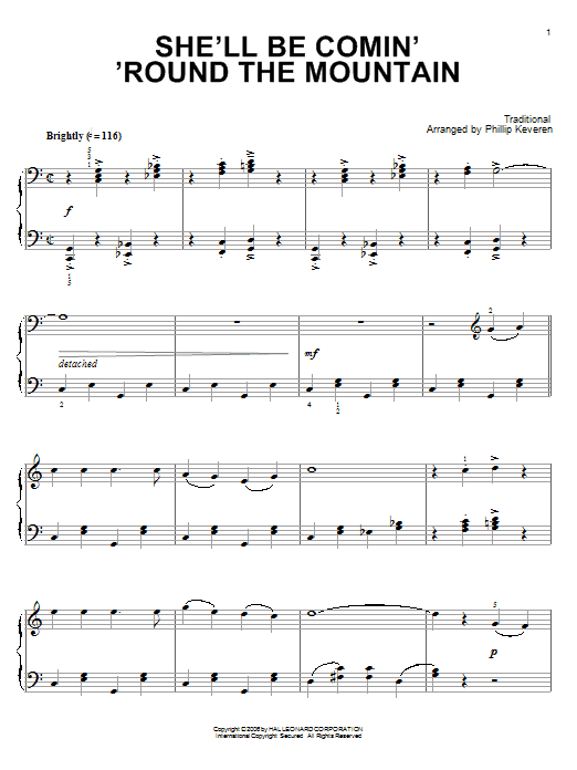 Product picture to: She'll Be Comin' 'Round The Mountain (arr. Phillip Keveren)