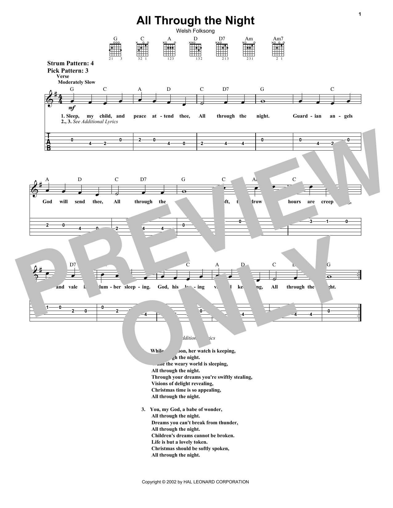 Product gallery: Page 1 of 1 All Through The Night, Welsh Folksong