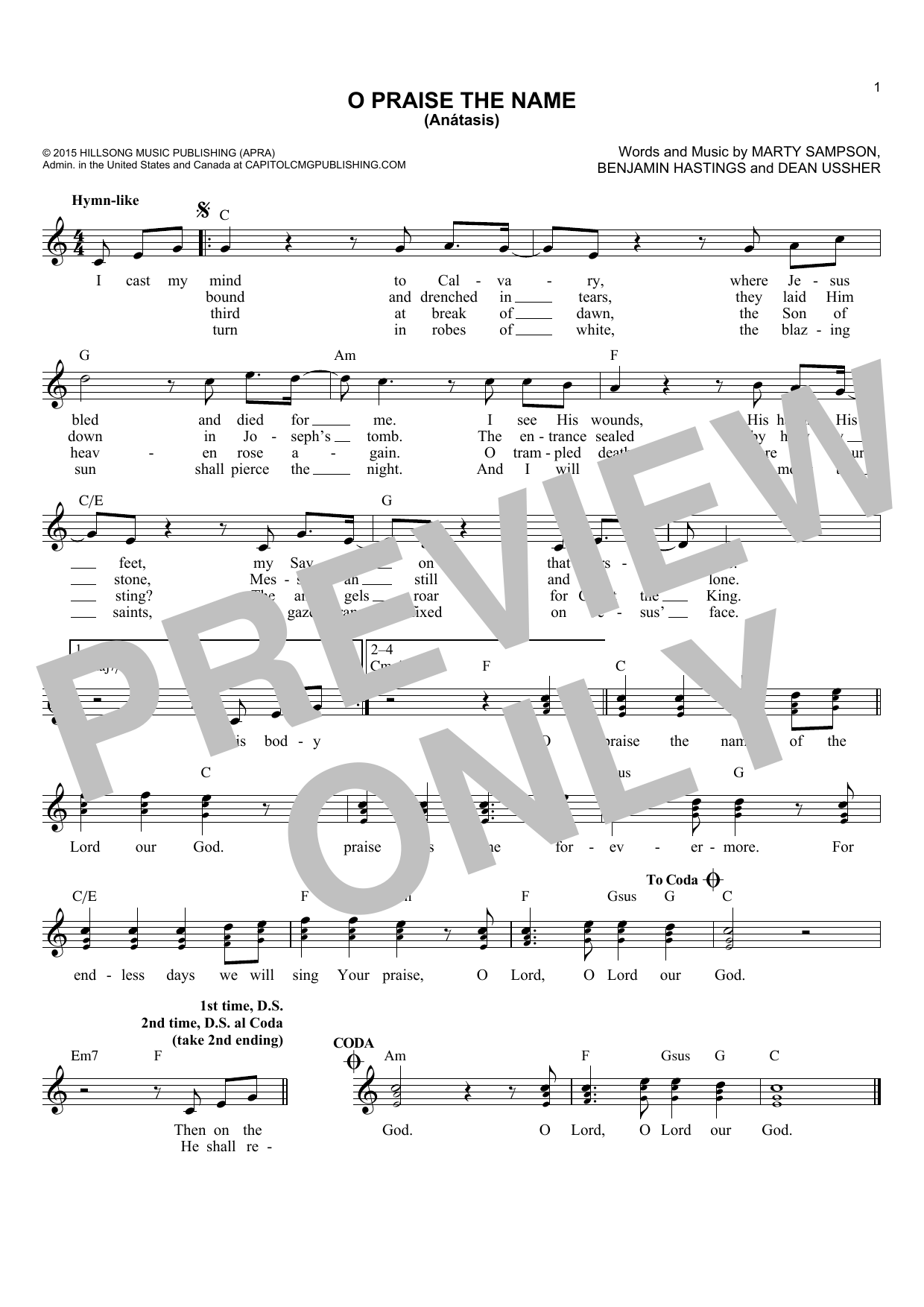 Produktgalerie: Seite 1 von 1 O Praise The Name (Anastasis), Hillsong Worship, Melodieinstrument