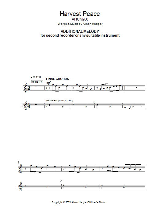 Produktbild zu: Harvest Peace (Additional Melody Part)