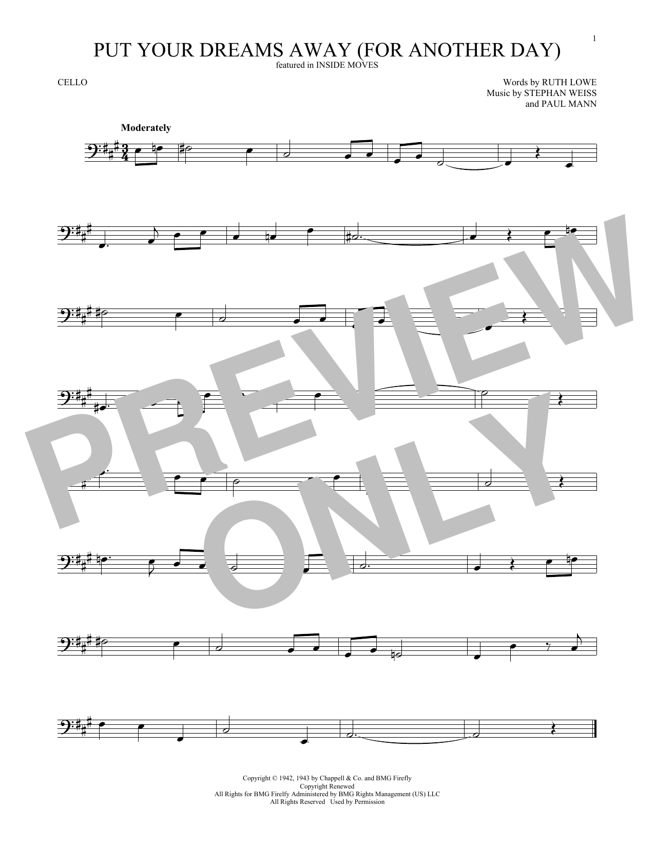 Produktgalerie: Seite 1 von 1 Put Your Dreams Away (For Another Day), Frank Sinatra, Violoncello