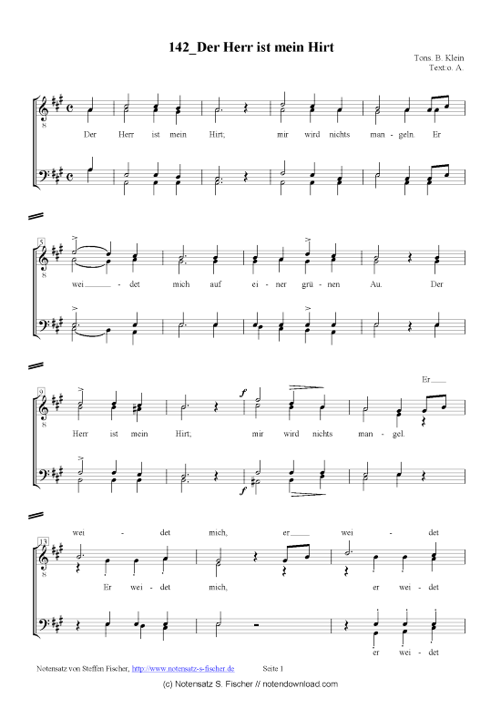 Product picture to: Der Herr ist mein Hirt  B. Klein 