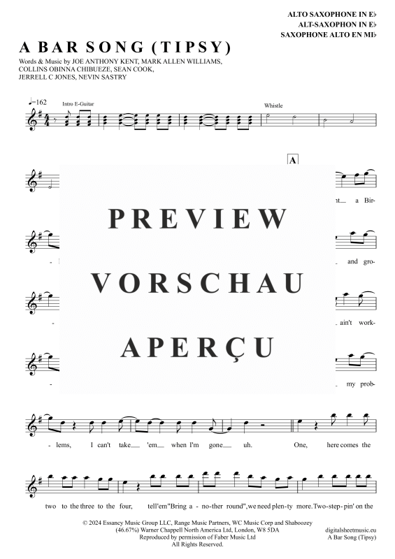 gallery: A Bar Song (Tipsy), Shaboozey, Altsaxophon