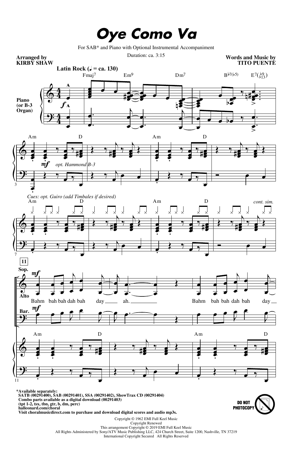 Product picture to: Oye Como Va (arr. Kirby Shaw)