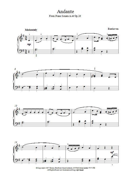Product gallery: Page 1 of 1 Andante Sonata Op.26, Ludwig Van Beethoven
