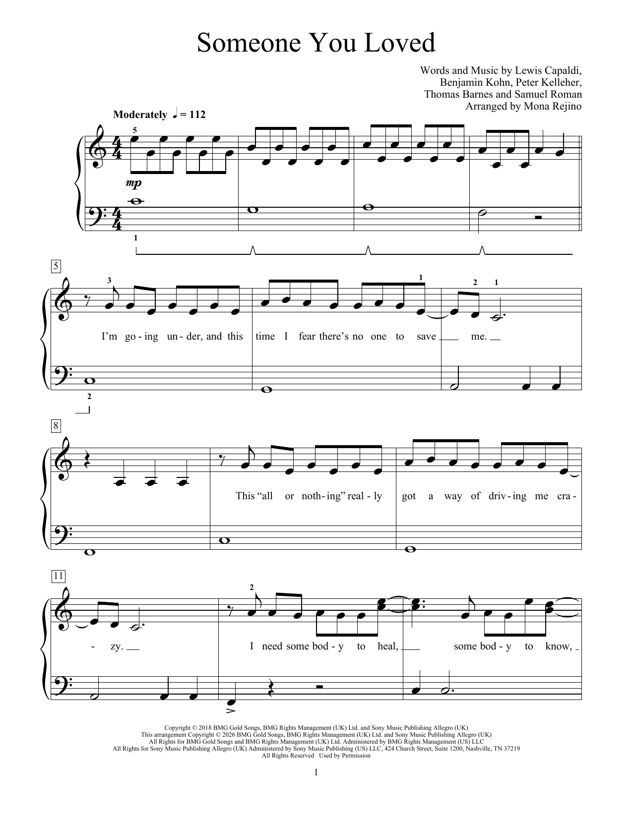 Produktgalerie: Seite 1 von 1 Someone You Loved, Lewis Capaldi, Klavier