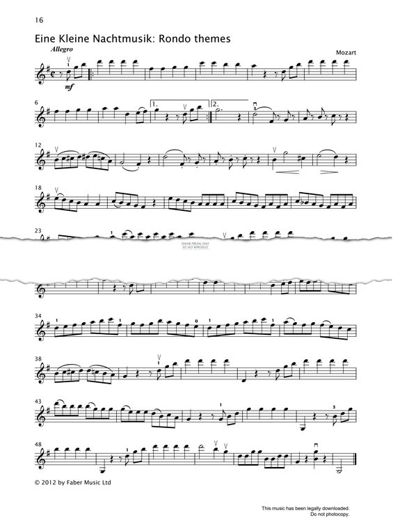 Produktgalerie: Seite 1 von 1 Rondo Themes (from 'Eine Kleine Nachtmusik '), Wolfgang Amadeus Mozart, Violine