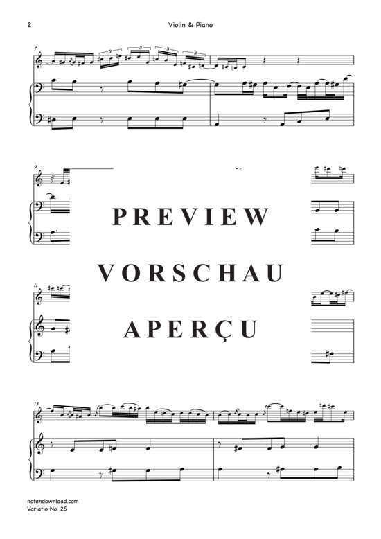 Product gallery: Page 3 of 9 Variatio Nr. 25 (Goldberg-Variationen) , ,  (violin + piano/organ)