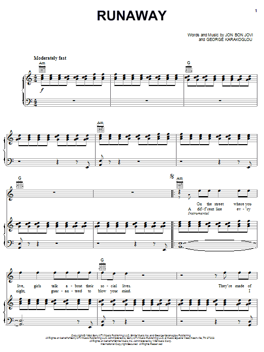 Produktgalerie: Seite 1 von 1 Runaway, Bon Jovi, Gesang, Gitarre, Klavier
