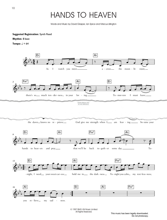 Produktgalerie: Seite 1 von 1 Hands To Heaven, Breathe, Gesang, Gitarre, Keyboard