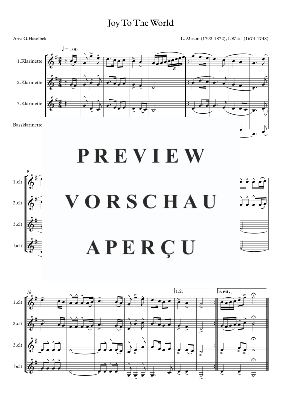 Produktgalerie: Seite 2 von 6 Joy To The World, , Klarinettenquartett
