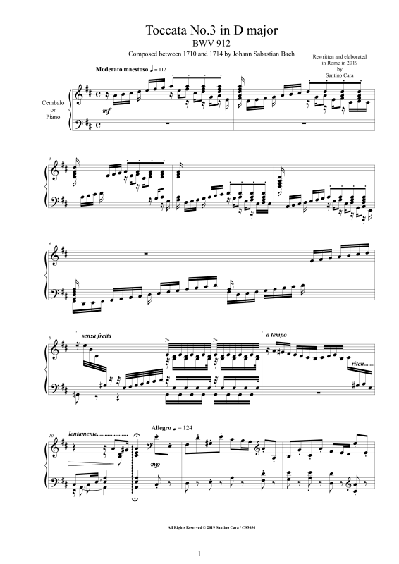 Produktbild zu: Toccata Nr. 3 D-Dur BWV 912Johann Sebastian Bach