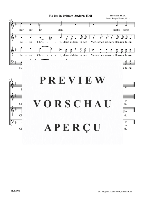 gallery: Es ist in keinem Andern Heil (mit Choral Jesu meine Freude), , (mixed choir)