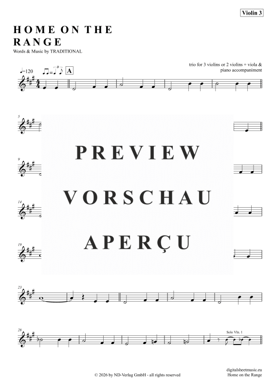 gallery: Home On The Range, American Folk Song, (Violinen Trio + Klavier)