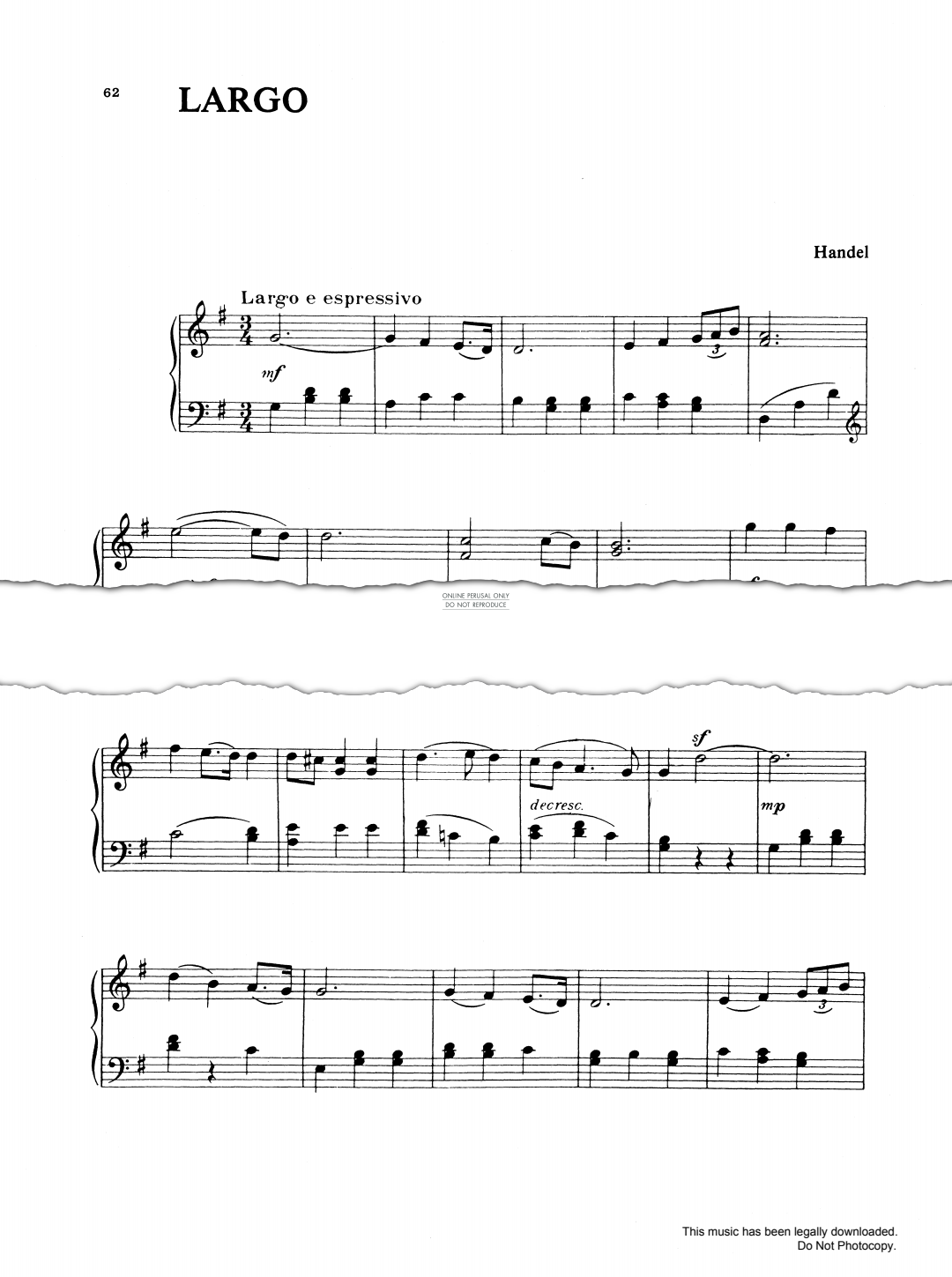 Produktgalerie: Seite 1 von 1 Largo, George Frideric Handel, Klavier