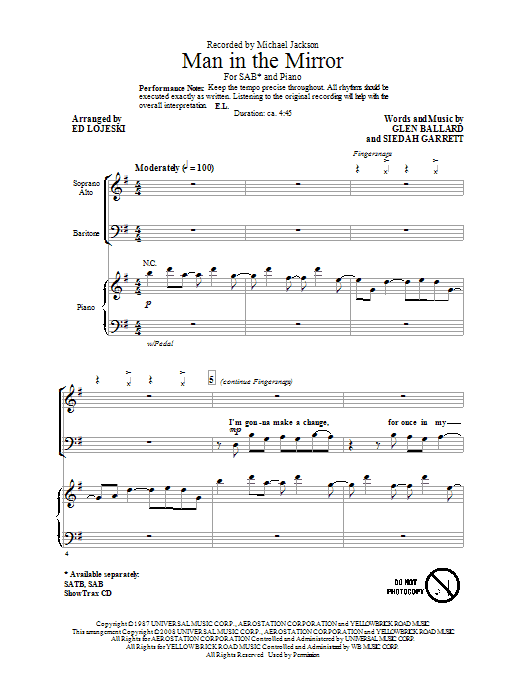 Produktbild zu: Man In The Mirror (arr. Ed Lojeski)