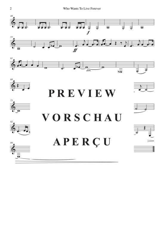 Produktgalerie: Seite 13 von 17 Who Wants To Live Forever , Queen, (Klarinetten Quartett)