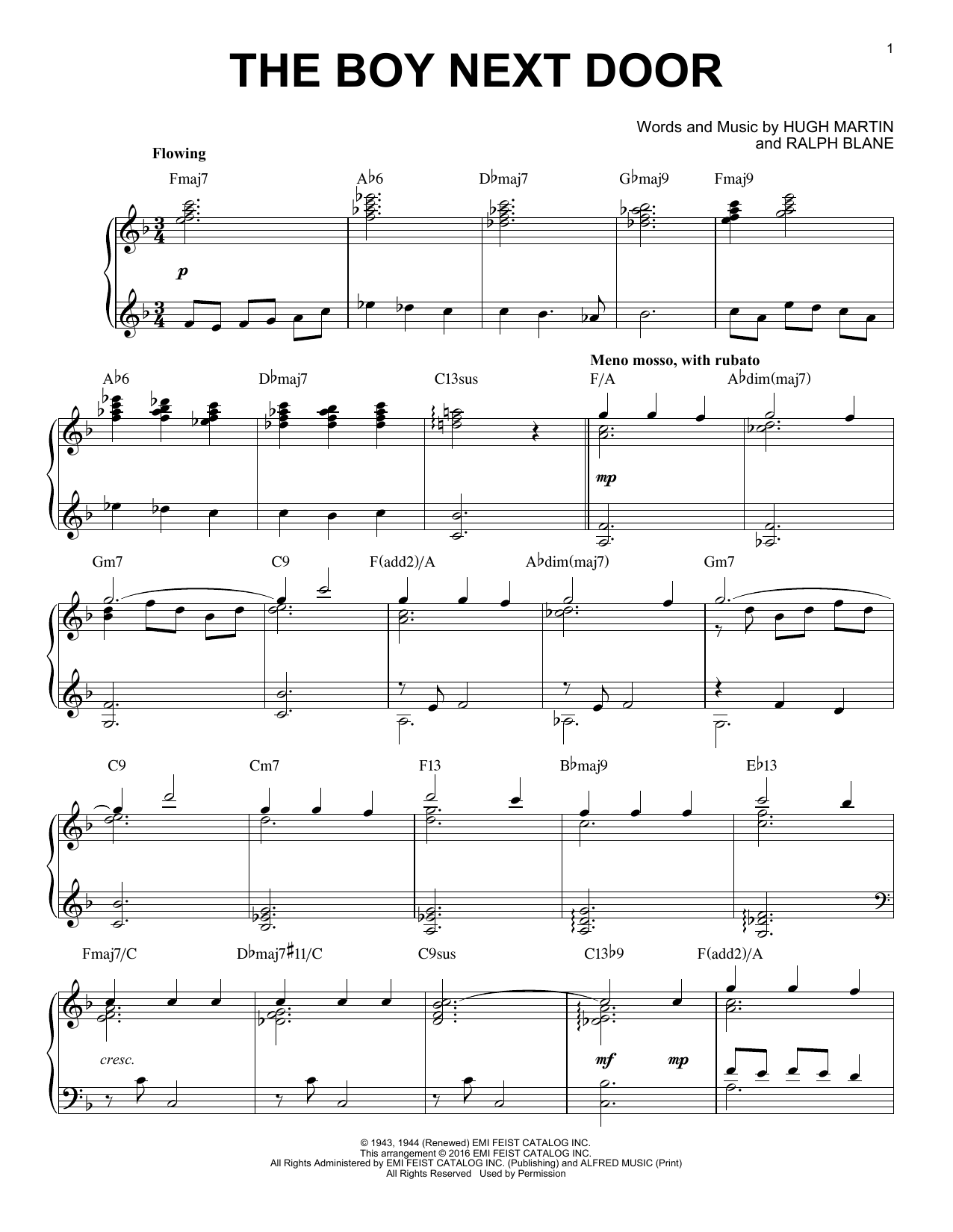 Product gallery: Page 1 of 1 The Boy Next Door [Jazz version] (arr. Brent Edstrom), Hugh Martin & Ralph Blane