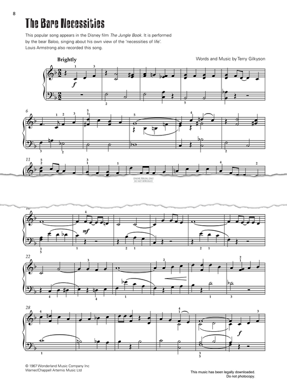 Produktgalerie: Seite 1 von 1 The Bare Necessities (from "The Jungle Book"), Terry Gilkyson, Klavier