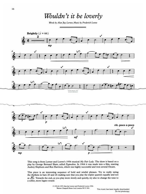 gallery: Wouldn't It Be Loverly? (from 'My Fair Lady'), Frederick Loewe, Flöte, Klavier