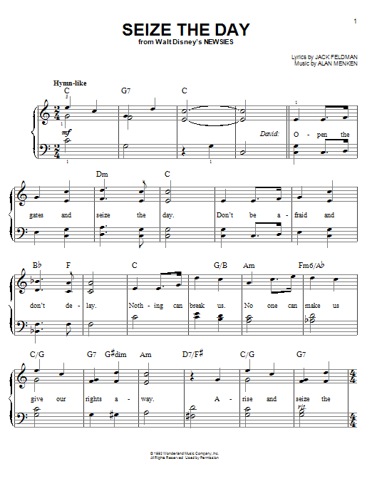 Produktbild zu: Seize The Day (from Newsies)