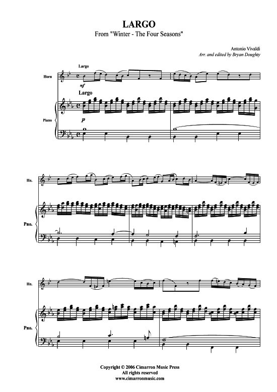 Produktbild zu: Largo Antonio Vivaldi (aus: Jahreszeiten, Winter)