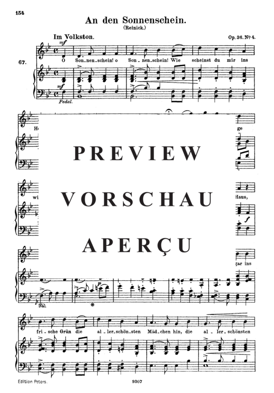 Product gallery: Page 2 of 3 An den Sonnenschein, Op 36 No.4, , High Voice and Piano