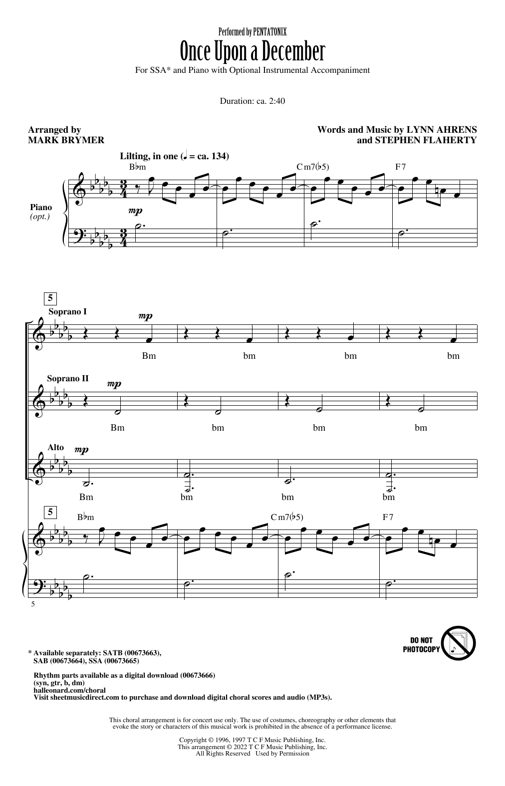 Produktgalerie: Seite 1 von 1 Once Upon A December (from Anastasia) (arr. Mark Brymer), Pentatonix, Chor