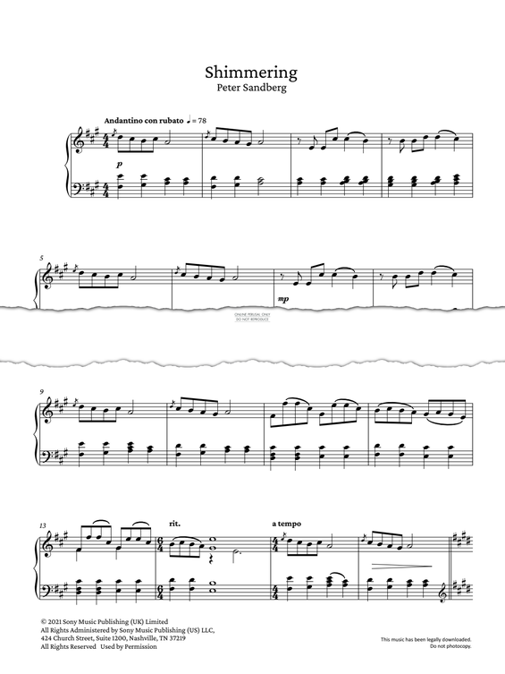 Produktgalerie: Seite 1 von 1 Shimmering, Peter Sandberg, Klavier