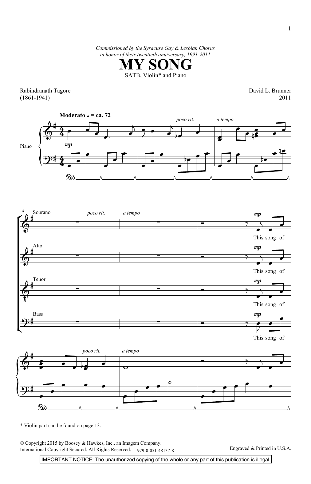 Produktgalerie: Seite 1 von 1 My Song, David Brunner, Chor
