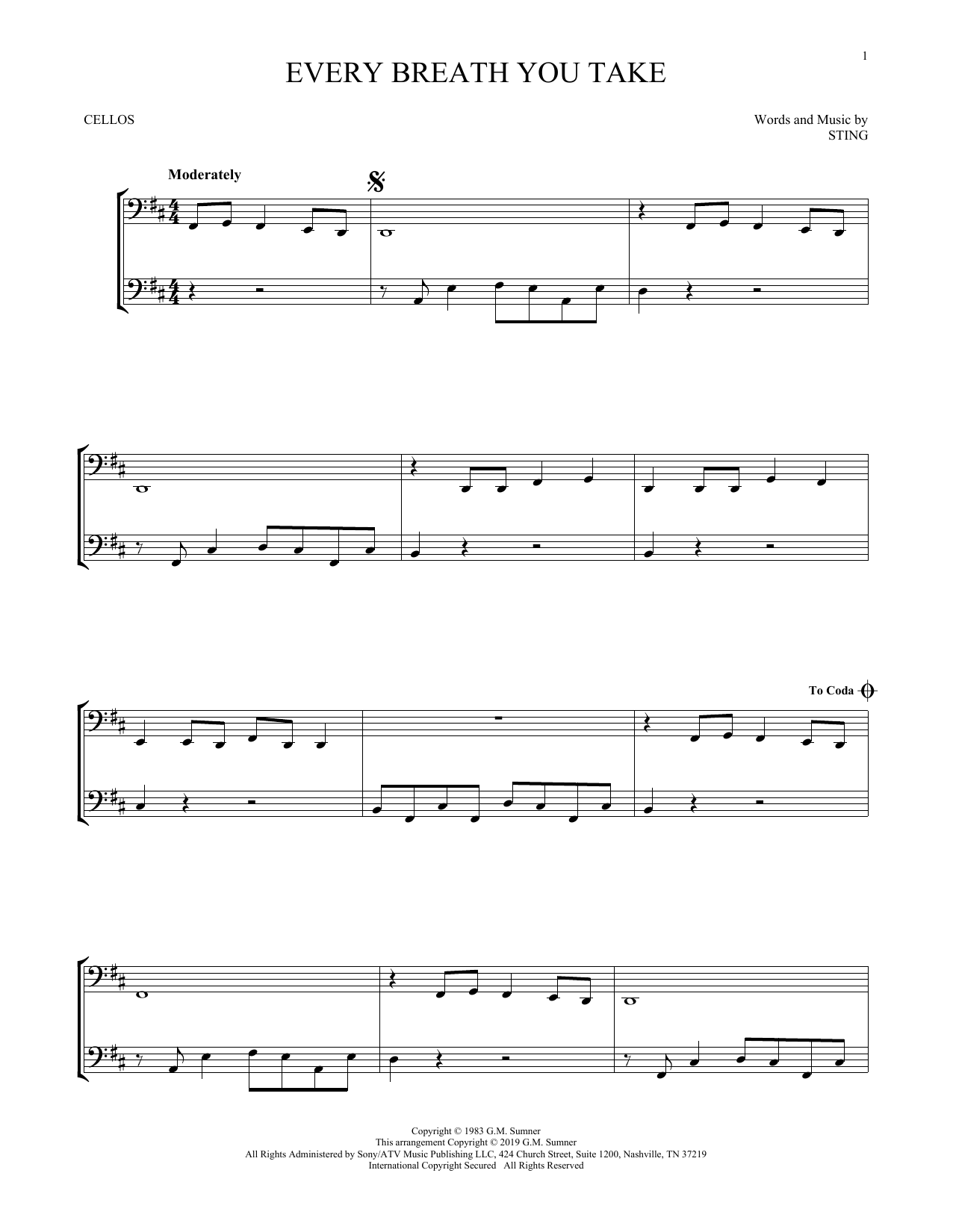 Produktgalerie: Seite 1 von 1 Every Breath You Take, The Police, Violoncello