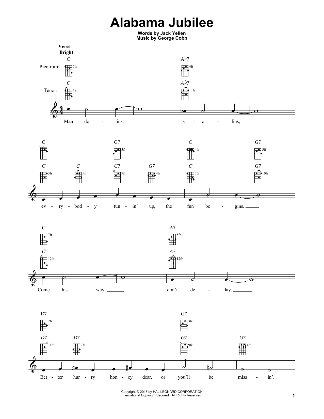 Produktgalerie: Seite 1 von 1 Alabama Jubilee, Jack Yellen, Banjo