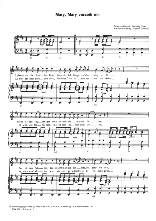 Produktbild zu: Mary, Mary verzeih mir 1975