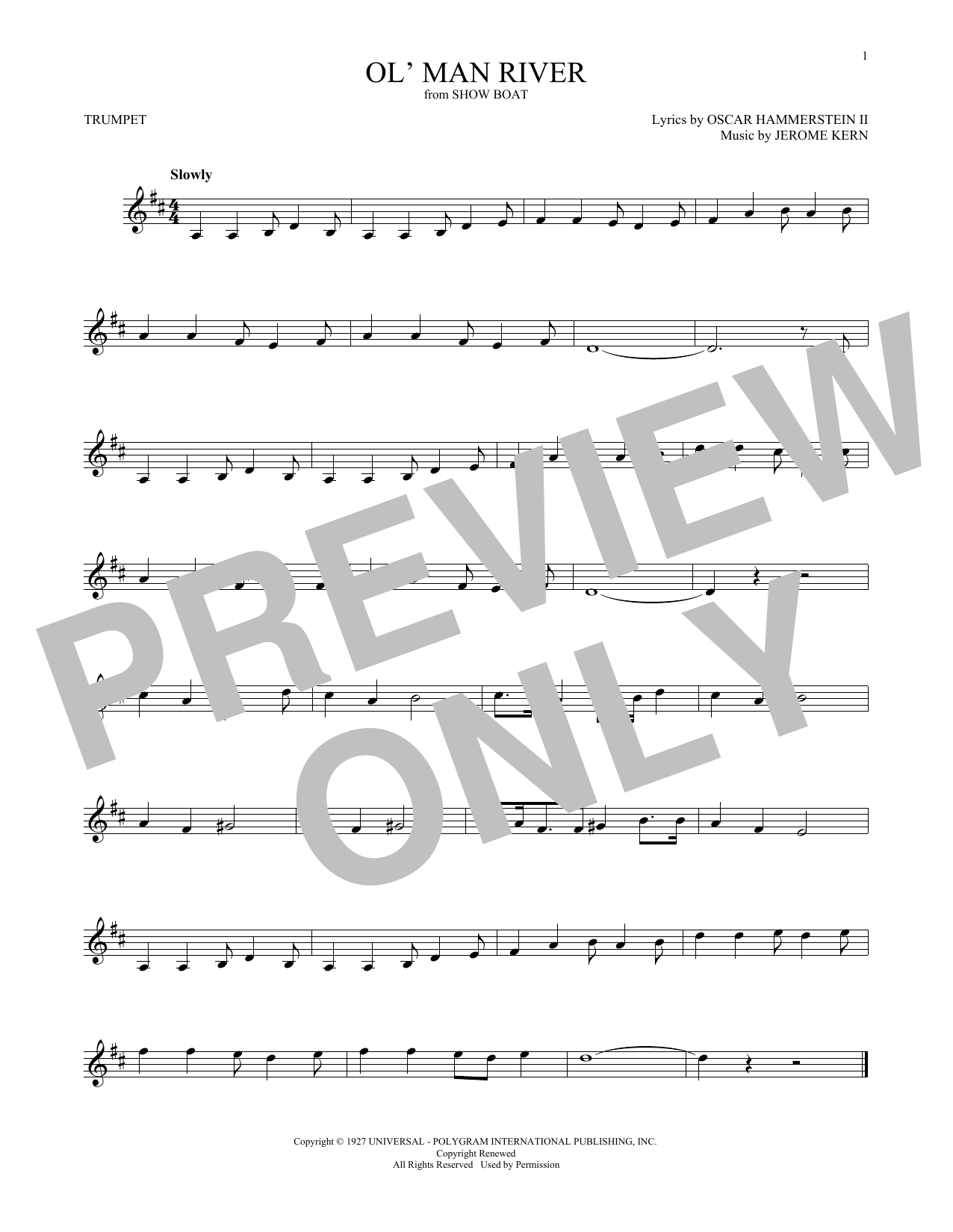 Produktgalerie: Seite 1 von 1 Ol' Man River, Jerome Kern, Trompete
