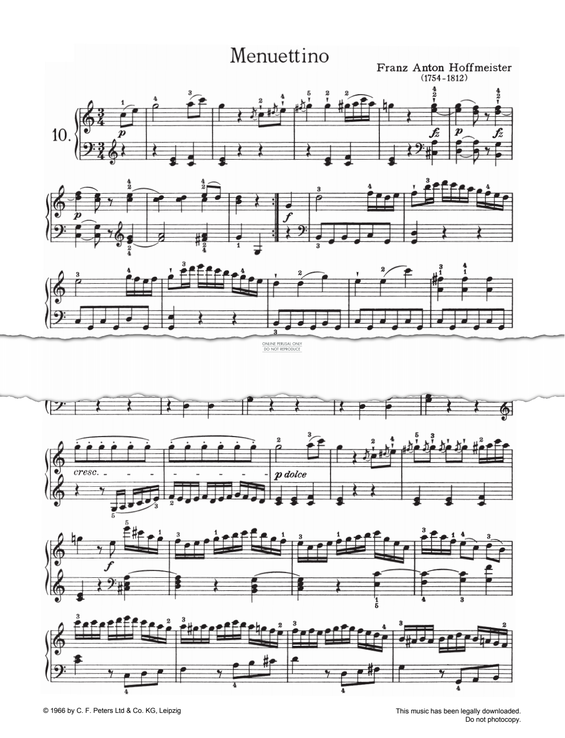 Produktgalerie: Seite 1 von 1 Menuettino, Franz Anton Hoffmeister, Klavier