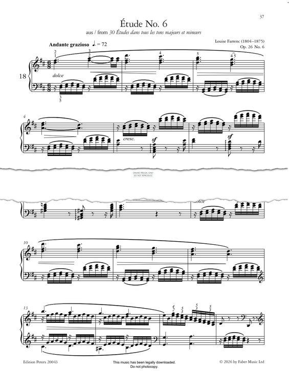 Produktgalerie: Seite 1 von 1 Étude No. 6 (Op. 26), Louise Farrenc, Klavier