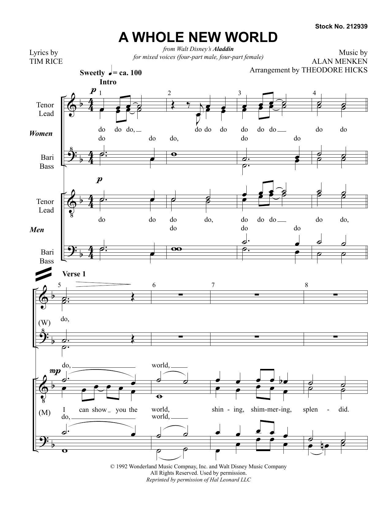 Produktbild zu: A Whole New World (from Aladdin) (arr. Theo Hicks)